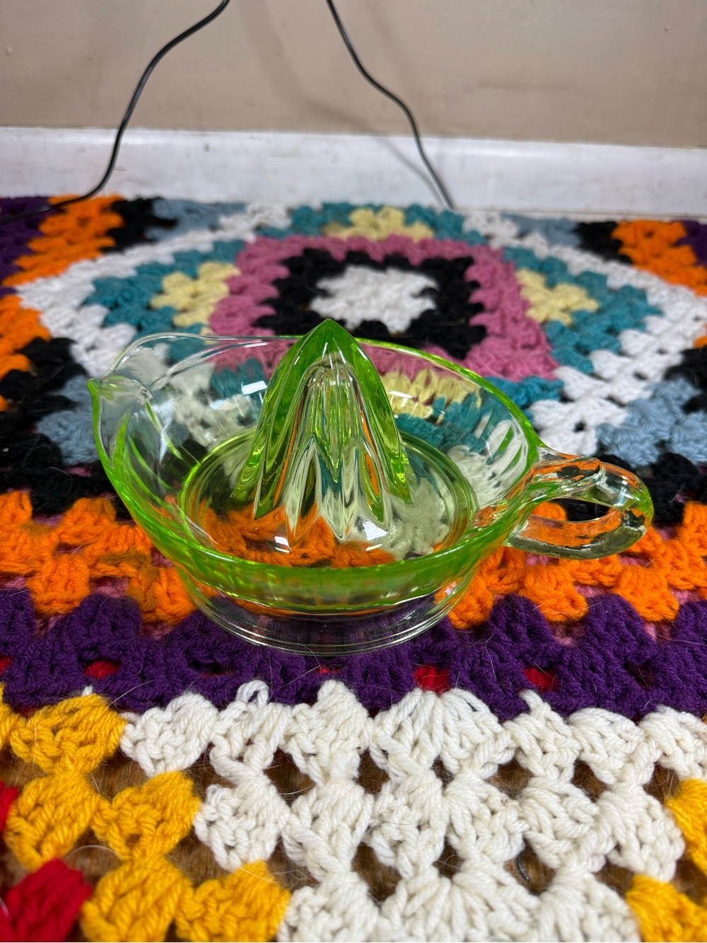 Vintage Uranium Vaseline Glass Juicer